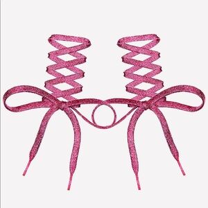 Pink metallic flat shoe laces!